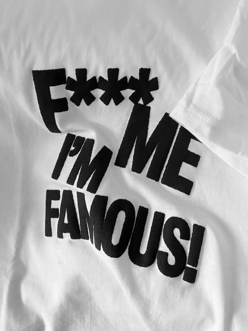 White T-shirt with black lettering