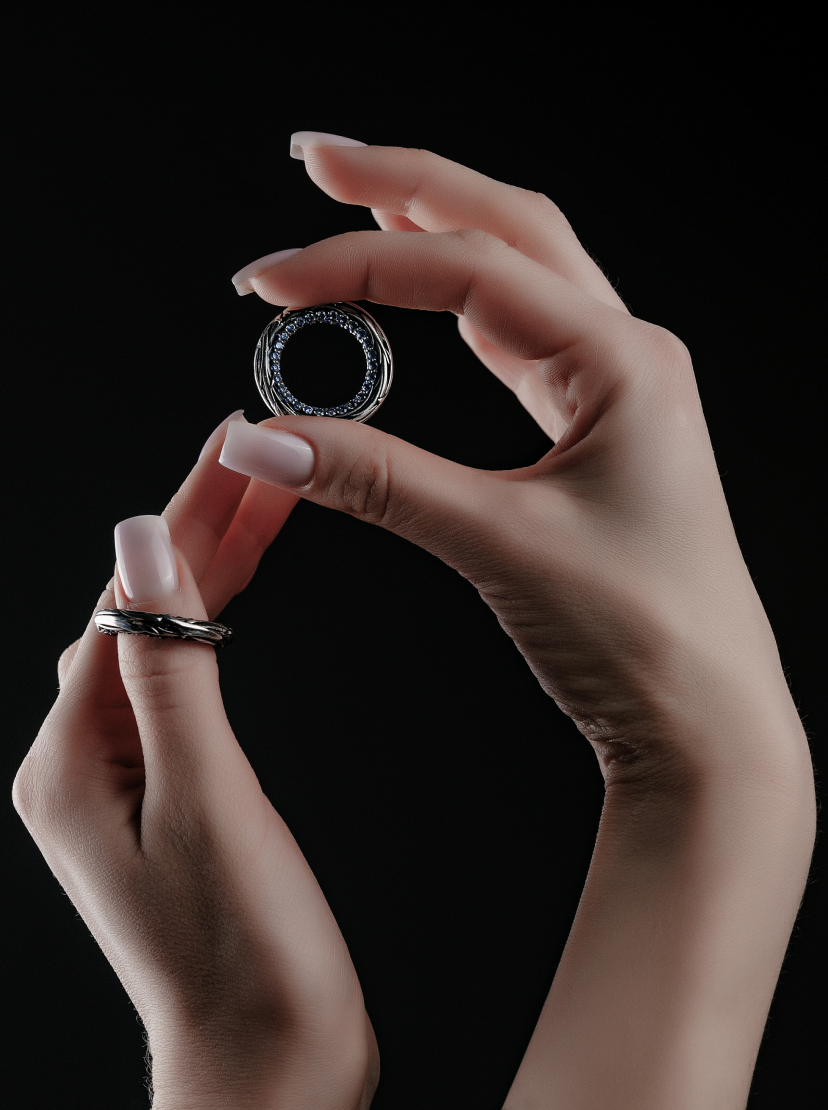 Hands holding a circular object